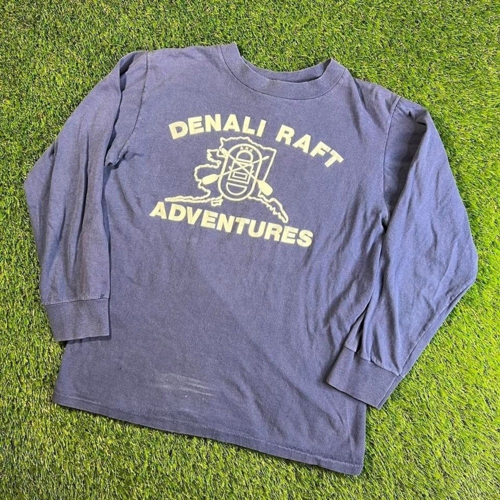 Late 80s Denali Raft Adventures Long Sleeve Tee Spruce Heavy-T USA Gorpcore
